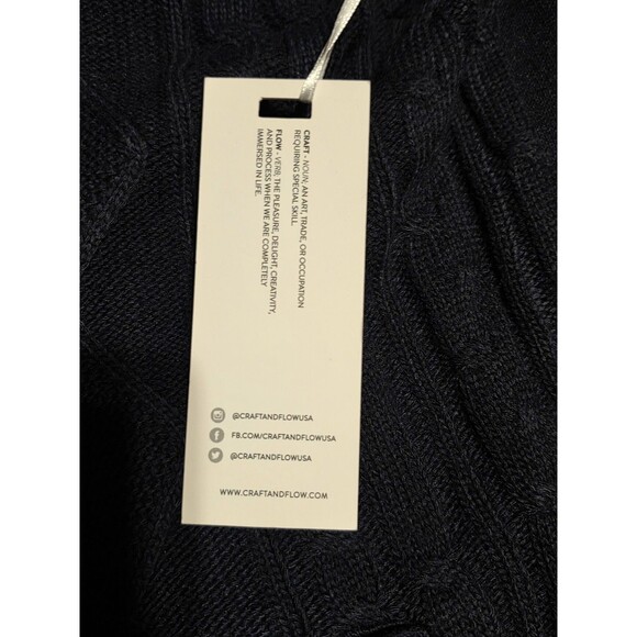 New Craft & Flow Cardigan Sweater Mens XL Blue Navy Cable Knit Pockets Preppy - Picture 8 of 8